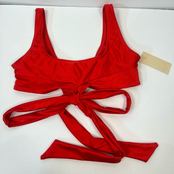 Ris-K Frolic Wrap Around Bikini Top in Shine Red Size Medium NEW With Tags - Picture 11 of 11